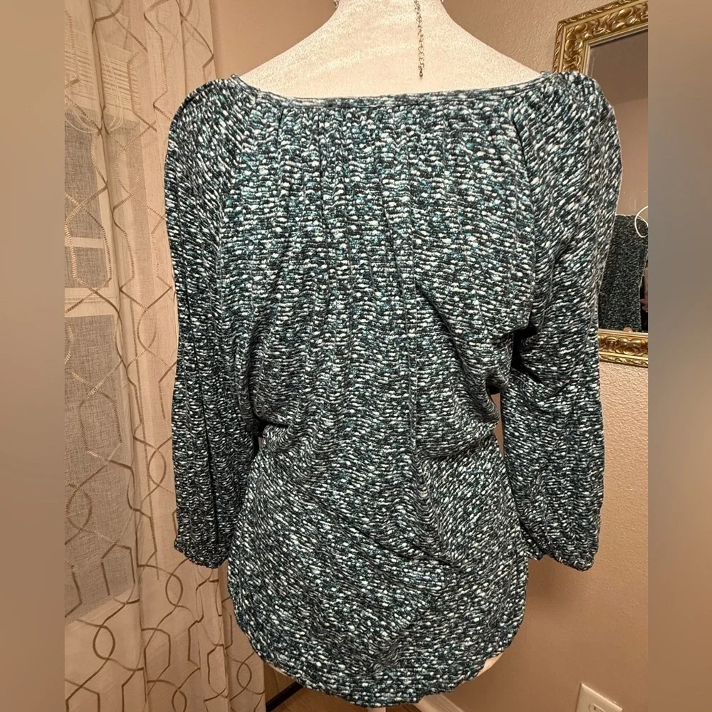 Michael Michael Kors Shirt Womens Medium Black Blue Print Scoop Neck Top Blouse